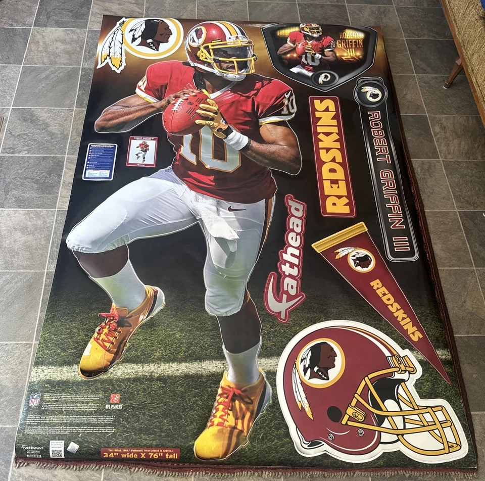 **RARO** Robert Griffin III RG3 enorme cabeza grasa 34”x76” Washington Redskins 2012  Foto 1 de 4