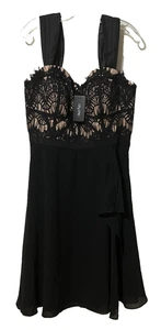 NWT City Chic Strappy Black Dress  Eyelash Evie Lace Lined Womens Size XS/14 - Picture 1 of 8
