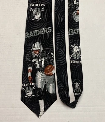 NFL Los Angeles Raiders Team Neck Tie 90s RARE Brothers Hand Made Oakland Vegas - Image 1 of 4