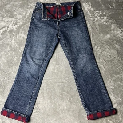 Women’s LL Bean Favorite Fit Jeans Plaid Flannel Lined Size 10 - Image 1 of 4