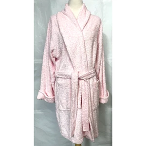 Vintage Delicates Spa Women M Pink Cotton Thick Terry Cloth Belted Bathrobe - Picture 1 of 9