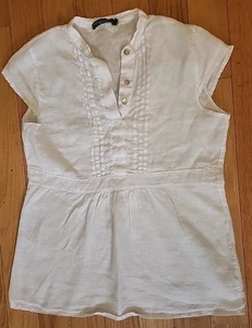 Women's Size Small Michelangelo White 100% Linen Blouse Shirt - Picture 1 of 3