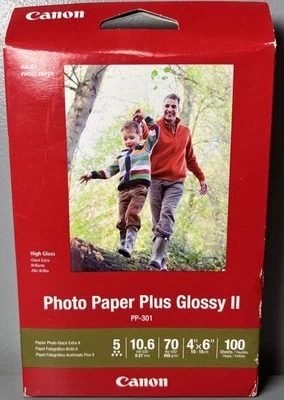 Canon Plus Glossy II PP-301 Inkjet Print Photo Paper - 100 Sheets - Sealed - Image 1 of 4