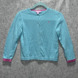 Lilly Pulitzer Rory Cardigan Girls XL 12/14 Turquoise Long Sleeve Cotton - Picture 1 of 12