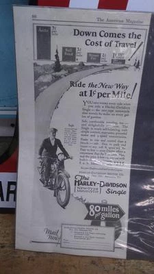 Cartel anuncio Harley disco 80 millas por galón 1927 único papel 124,7 J Foto 1 de 2