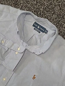 Ralph Lauren Hombres Manga Larga Azul Calce Clásico Algodón Oxford Abotonado 17 34/35 - Imagen 1 de 7