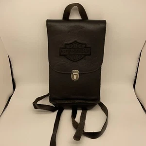 Vintage Harley Davidson Leather Backpack, Genuine Leather Hardshell With Logo. - Picture 1 of 5