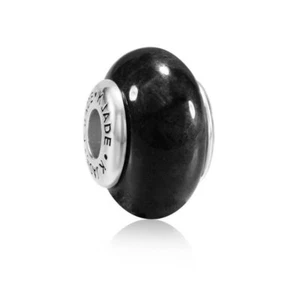 【KATHY JADE】 Black Jadeite Jade Silver Pendant《Bead Charm》《Grade A》 - Picture 1 of 1