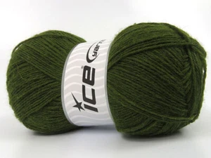 4-Skein Lot Sock Unicolor Yarn Superwash Wool 4x100g/420m Khaki Green - Picture 1 of 4
