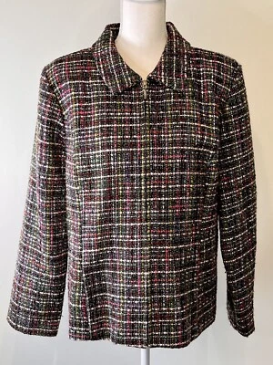 Christopher & Banks Chaqueta Traje Tweed Completamente Forrado Ligeramente Acolchado Hombros Talla XL Foto 1 de 4