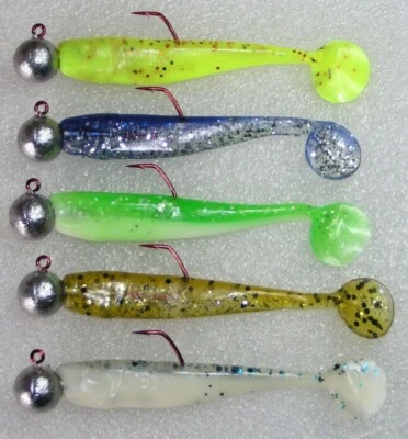 5Stück,10cm,Relax Kings Shads mit VMC 3/0 Jig köpfe, Hecht, Zander, Dorsch, Neu - Bild 1 von 2