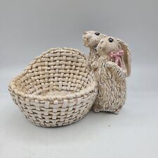 Ceramic Bunny Rabbits with Basket Jelly Bean Holder Easter California Originals 