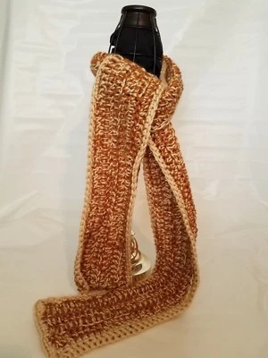 Новый коренастый мягкий прямоугольник шеи шарф ручной работы вязаный коричневый горчица бежевый - Изображение 1 из 4