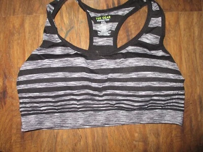 Tek Gear Black bra XXL black stripped bra New with tags  - Изображение 1 из 2