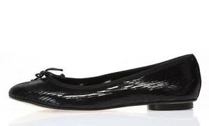 VIAJIYU Womens Black Leather Bow Tie Flats Sz 38.5 - Picture 1 of 6