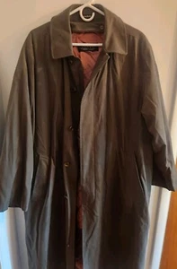 Vintage Sanyo Carol Cohen Men’s Long Steel Grey Trench Coat. Size 38S - Picture 1 of 4