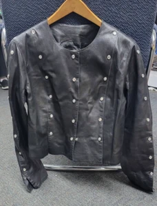 CACHE Black Lambskin Leather Studded Jacket Size M. - Picture 1 of 4
