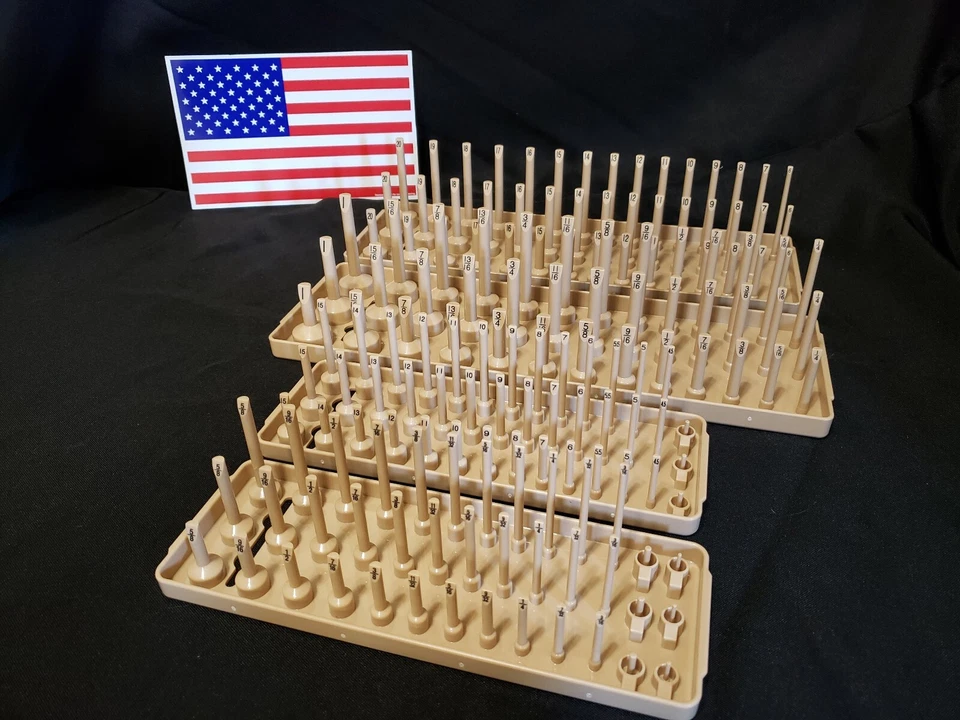 Hansen 4 Pc- 3 Row Socket Organizer Metric SAE Storage Rack 1/4" & 3/8" - USA