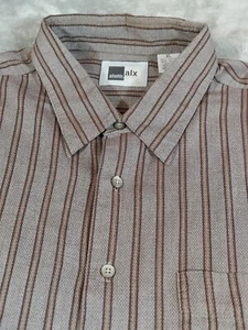 VINTAGE Rayon Shirt Mens XL Pin Stripe Studio ALX Retro 80'S 90's Y2K Grunge - Picture 1 of 7