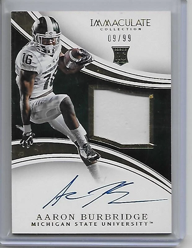 2016 Immaculate AARON BURBRIDGE Michigan State Spartans auto jersey rookie 9/99 - Image 1 of 1