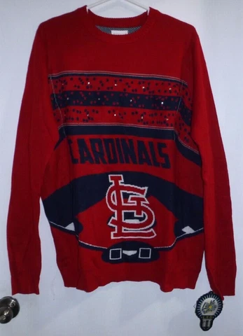 New St. Louis Cardinals MLB Baseball Men's Pullover Sweater LIGHT UP LED Size XL Cover