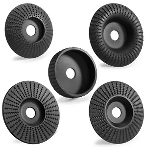 Set of 5 Angle Grinder Wood Carving Disc for 4" or 4 1/2" Attachments with 5/8 I - Picture 1 of 12
