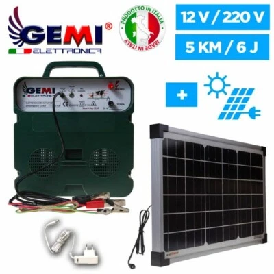 Recinto Elettrico Elettrificatore 12V Batteria / 220V Con Pannello Solare Gemi  - Immagine 1 di 4