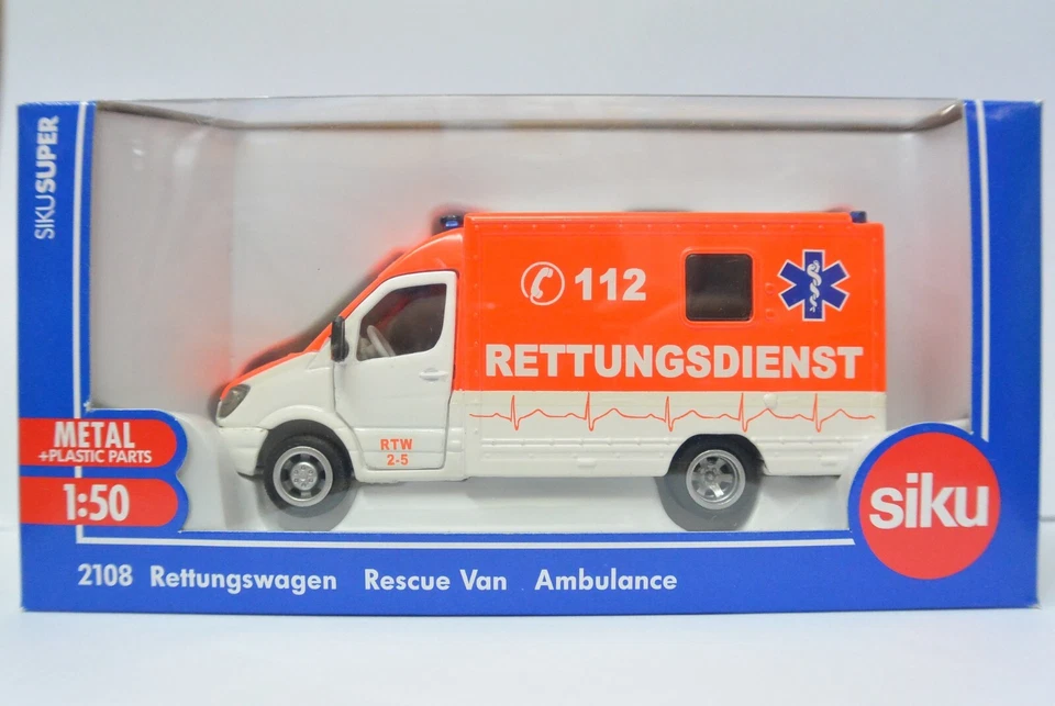 Siku 1:50 DieCast car Mercedes Rescue Van Ambulance #2108 - Image 1 of 1