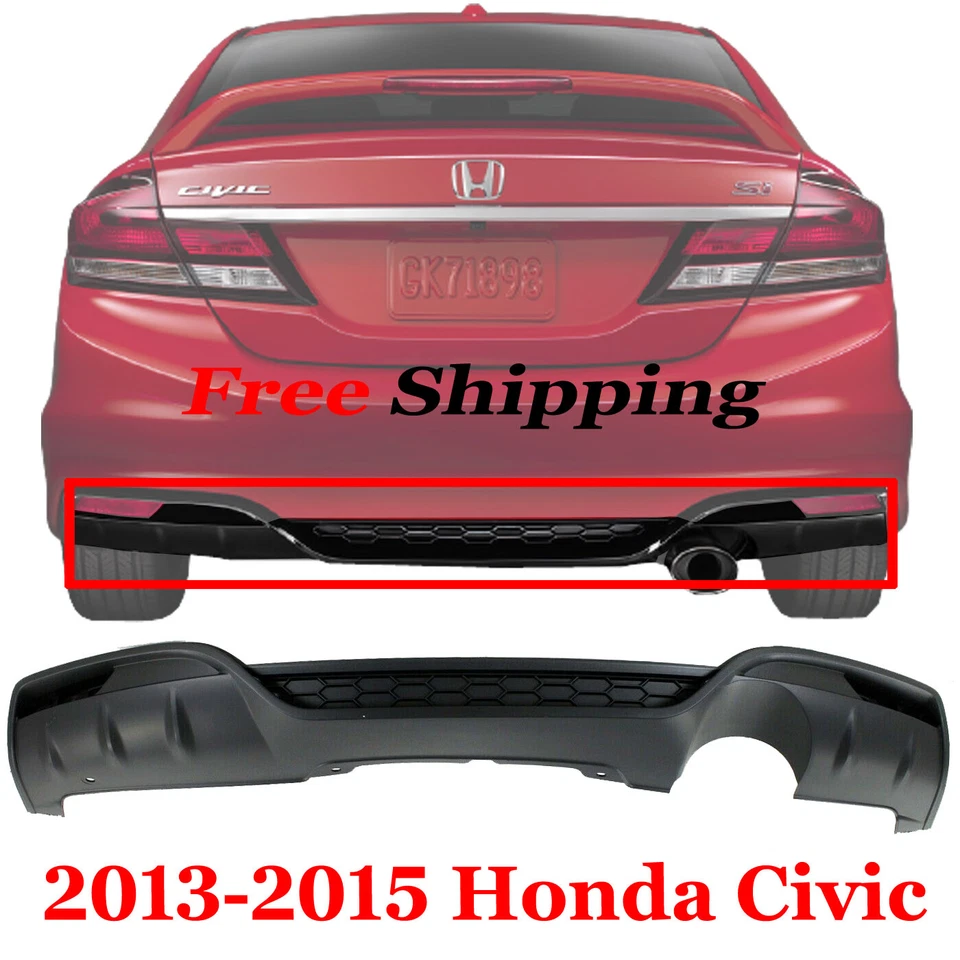 For 2013 2014 2015 Honda Civic Rear Lower Bumper Cover Sedan Primed HO1115103 - Image 1 of 4