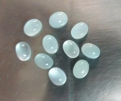 Natural Milky Aquamarine Oval Shape 8*6 MM Loose Gemstone Cabochon Wholesale Lot - Image 1 of 3