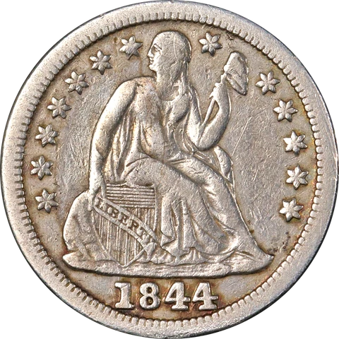 1844-P Seated Liberty Dime Nice VF/XF Key Date Nice Eye Appeal Nice Strike Cover