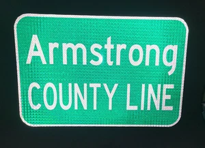 Armstrong County Line Straßenschild 18"x12", Texas, Claude, Goodnight, Washburn - Bild 1 von 13
