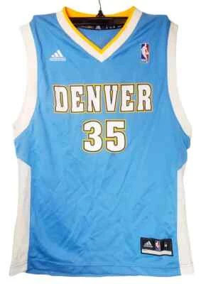 Футболка Adidas для мальчиков NBA Denver Nuggets Kenneth Faried No35 светло-голубая/белая БОЛЬШАЯ - Изображение 1 из 3