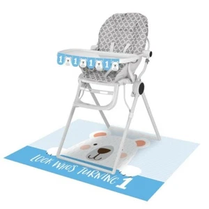 First Birthday Blue Bear High Chair Kit Decoration Set Banner And Mat New Sealed - Picture 1 of 5