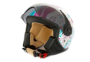 CASCOS MOTO Vintage Moto Blanco Flores Pequeño, 55-56cm Casco Jet - Imagen 1 de 10