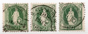 1882 - Svizzera - Allegoria in piedi, 50 c. verdi usati 3 val. - Photo 1/1