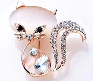 Broche de zorro único cristal pedrería piedras alfiler bisutería mujer - Imagen 1 de 3