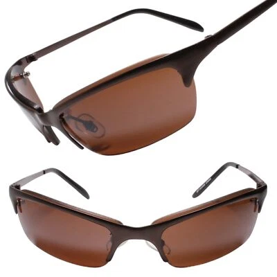 Gafas de sol rectangulares estrechas semi sin montura envolventes marrones estilo mod vintage verdaderas Foto 1 de 3