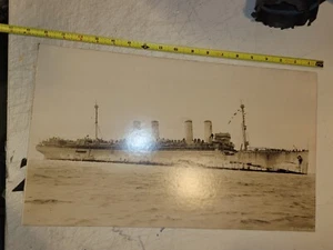 STEAMSHIP USS VON STEUBEN - OLD REAL PHOTO POSTCARD - Picture 1 of 4