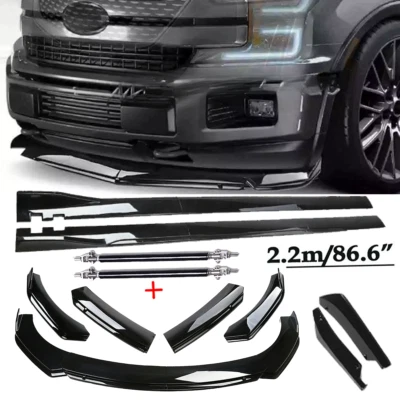 Front Bumper Spoiler Body Kit /Side Skirt/Strut Glossy Black For Ford F150 F-150 - Imagem 1 de 4