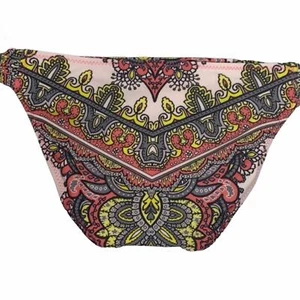 BECCA Rebecca Virtue Boho Paisley Cheeky Pink Gray High Cut Bikini Bottom Small - Picture 1 of 9