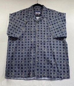 Manhattan Hemd Herren Große (16,5 - 42) Blau Print Knopfleiste Kurzarm Freizeit - Bild 1 von 8