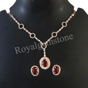 CZ Diamond necklace/CZ Stones Necklace Set/Elegant/Unique Jewelry/Indian/Diamond - Picture 1 of 2