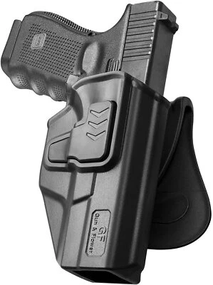 GUN & FLOWER OWB Handgun Holster for Glock 19 19x 32 45 Gen 1-5 & G23 Gen 1-4 Paddle Belt RH