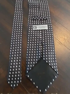 Bachrach Men's Silk Neck Tie Black White Dot  - Picture 1 of 6