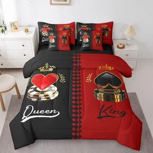 Valentine's Day Couple 7 Piece Bedding Set King,King and Queen Crown Comforte... - Bild 1 von 7
