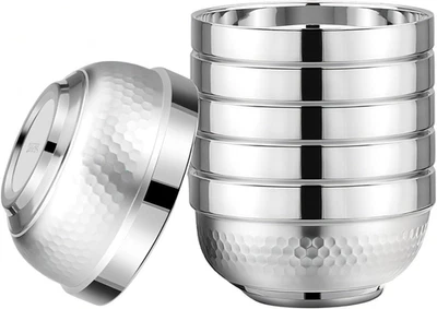 6 Pack 18/8 Stainless Steel Bowls, 17 Oz Soup Bowl Double-Walled Insulated Bowls - Image 1 of 4
