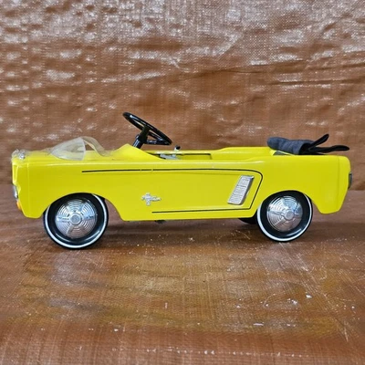 Vintage Yellow 1964 Ford Mustang Convertible Toy Car Metal Tin Model Ken Kovach - Image 1 of 4