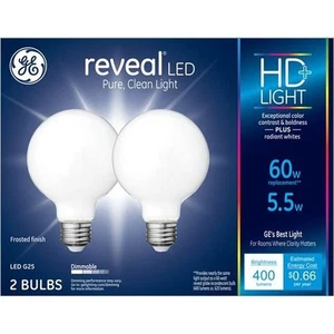 GE Lighting 258497 5.5 watt G25 Shape LED Bulb  Pure White - Pack of 2 - Picture 1 of 1