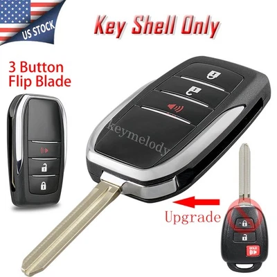 3 Buttons Flip Key Fob Case for Toyota RAV4 Highlander 2014 2015 2016 2017 2018 - Image 1 of 4